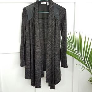 🌼 Women's Shawl Collar Faux Leather Sweater S